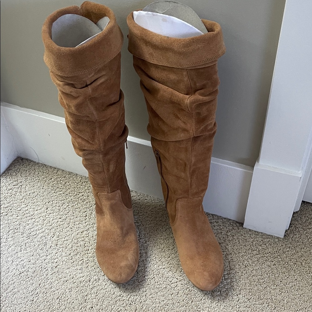 Banana Republic Over the Knee Suede Boots - Tan